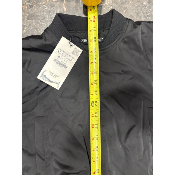 Zara Womens Black Mixed Media Bomber Jacket Mini Dress XS 4432/254/800 - Picture 6 of 10